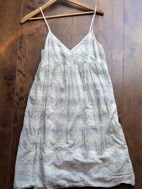 Converse Cream Sundress with Faint Blue Plaid